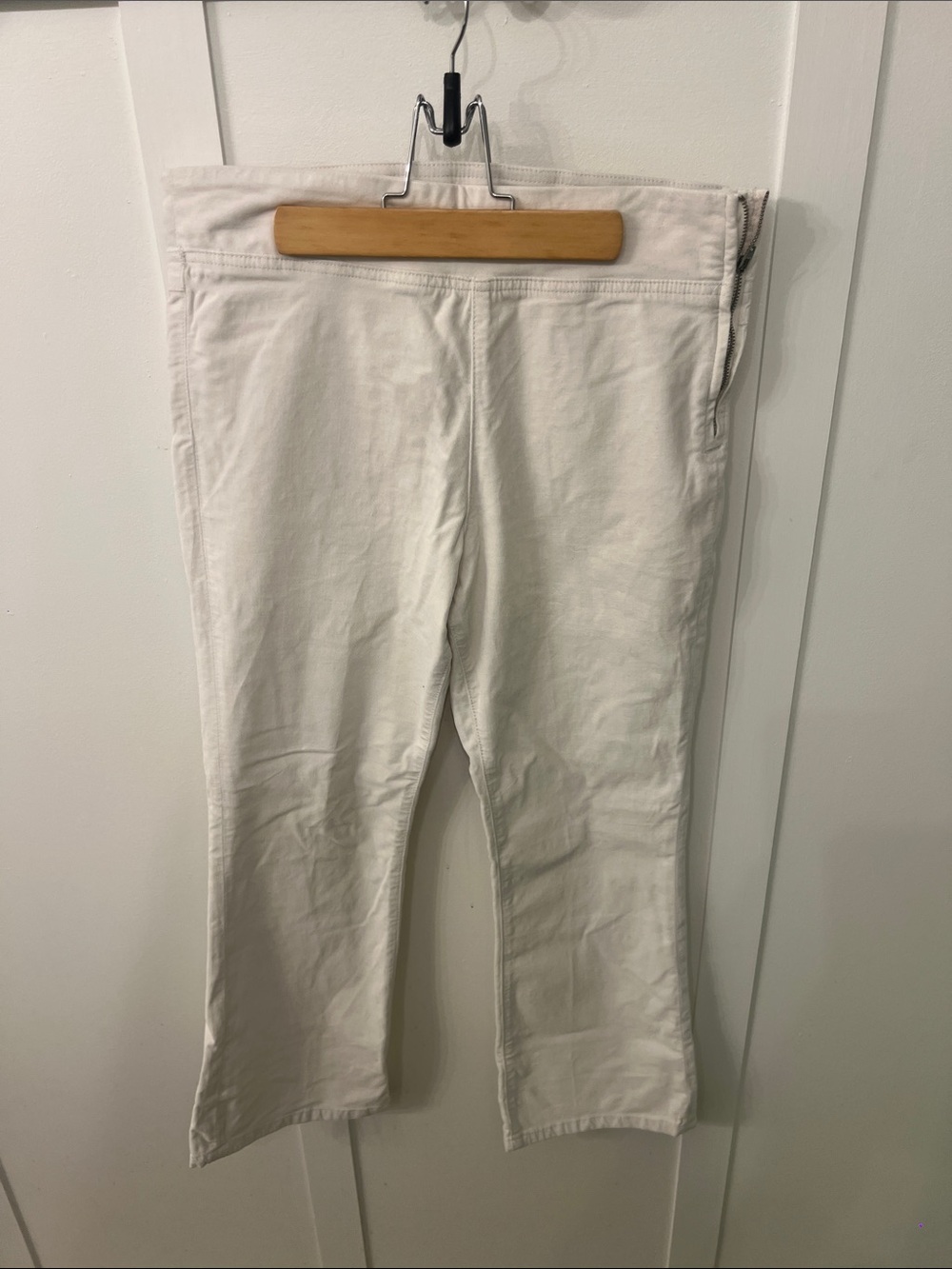 Free People Cream Cropped Straight-Leg Jeans